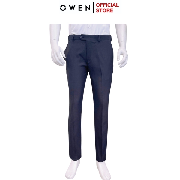 Quần Tây Nam Owen QST242845R màu xanh tím than dáng ôm slim fit cạp tăng đơ chất liệu nano