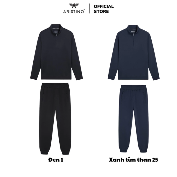 Bộ đồ thun thu đông Aristino ALH011BZ Màu Đen 1, Xanh tím than 25