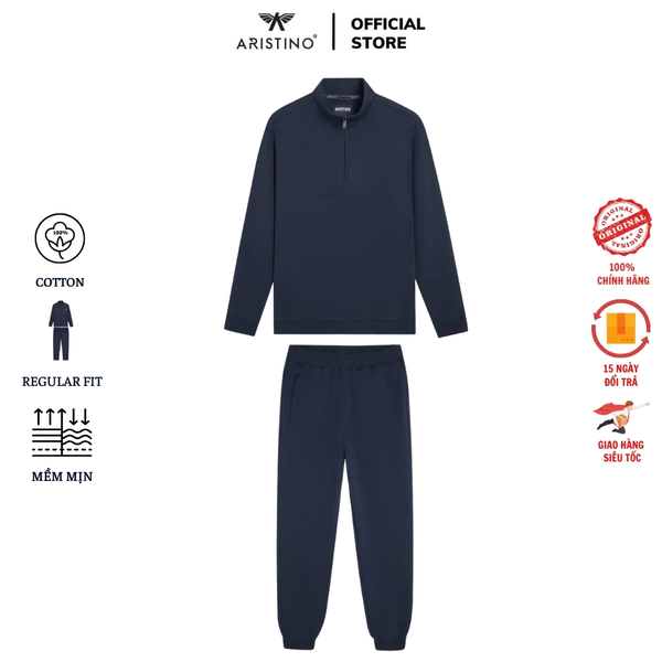 Bộ đồ thun thu đông Aristino ALH011BZ Màu Đen 1, Xanh tím than 25