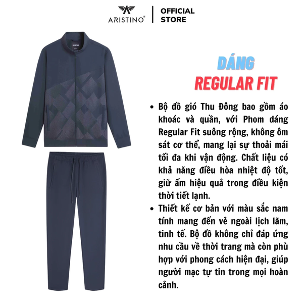 Bộ đồ Gió Thu đông Aristino AJS005BZ Màu Xám 10, Xanh tím than 73