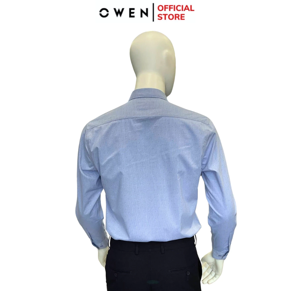 Áo Sơ Mi Nam Tay Dài Owen AR240568DT màu xanh nhạt dáng reguler fit chất liệu Spandex