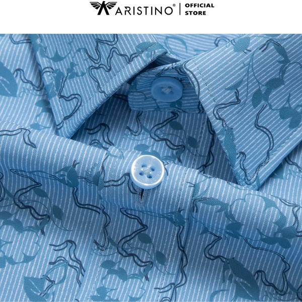 Áo Sơ Mi Nam Ngắn Tay Aristino ASS050AS4 màu xanh in