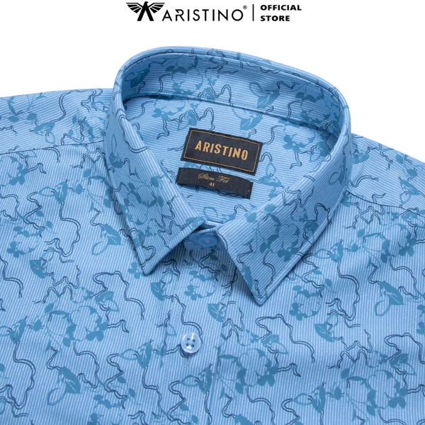 Áo Sơ Mi Nam Ngắn Tay Aristino ASS050AS4 màu xanh in
