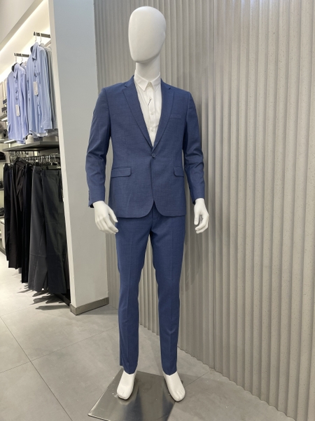 Ves bộ OWEN VES231686 Màu xanh melange dáng slim fit Vải Polyester