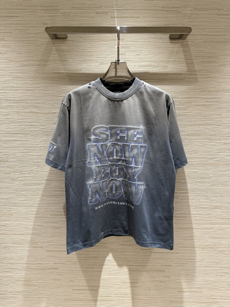 Áo phông T shirt Balenciaga Xám Xanh logo chữ Like Auth on web