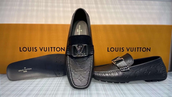 Giày moca lười Louis Vuitton họa tiết vân hoa chìm Like Auth 1-1 on web fullbox