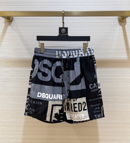 Quần short ngố đùi gió Dsquared2 họa tiết DSQ2 Xám Đen 2 lớp lót lưới Like Auth 1-1 on web