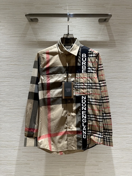 Áo sơ mi dài tay Burberry logo London England Nâu kẻ Xám Đen new 2024 Like Auth 1-1 on web