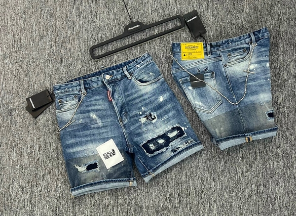 Quần short ngố đùi Jean Dsquared2 Xanh rách vá khuy cài phối xích new 2024 Like Auth 1-1 on web