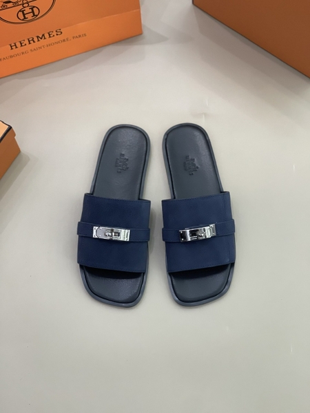 Dép sandal Hermes móc khóa quai Xanh Than da lộn đế gỗ Like Auth on web fullbox bill thẻ