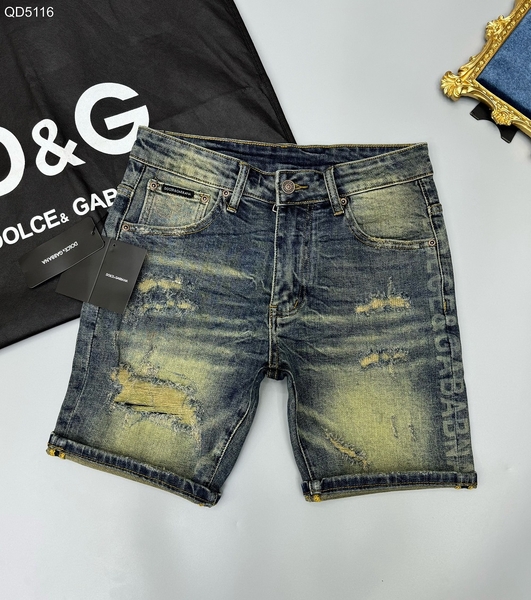 Quần short ngố đùi Jean Dolce Gabbana Xanh rêu buki Rách logo túi sau new 2024 Like Auth 1-1 on web