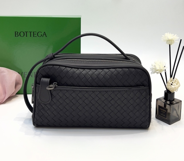 Túi clutch cầm tay Bottega Veneta 2 khóa họa tiết đan chéo 28x15x11cm Like Auth on web fullbox bill thẻ