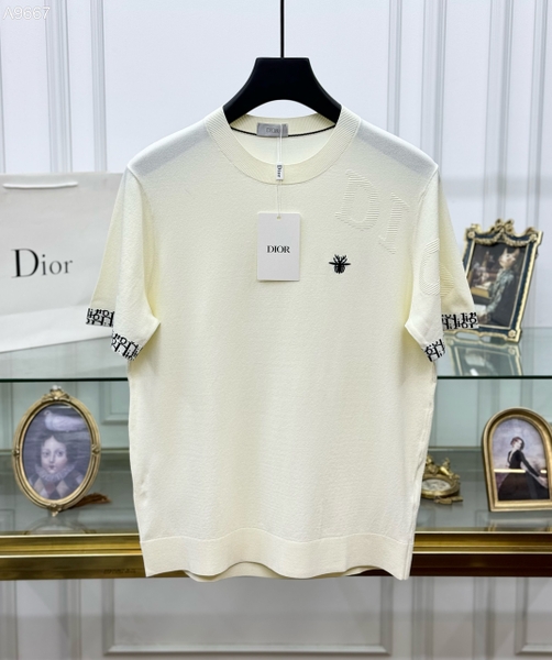 Áo phông T shirt len Dior check tay monogram logo dệt nổi ngực bo cổ Like Auth on web