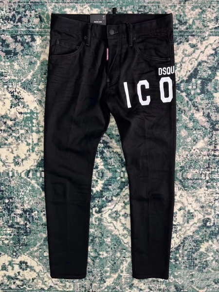 Quần Jean bò Dsquared2 icon Đen trơn logo check đùi khuy cài Like Auth 1-1 on web