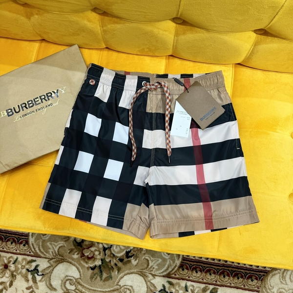 Quần short ngố đùi gió Burberry Nâu kẻ sọc to 2 lớp lót lưới new 2024 Like Auth 1-1 on web