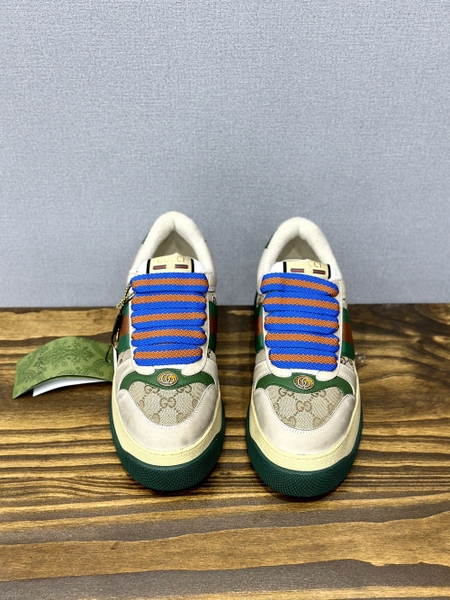 Giày sneaker Gucci Nâu kẻ Xanh Đỏ đế cao new 2024 Like Auth on web fullbox bill thẻ phụ kiện