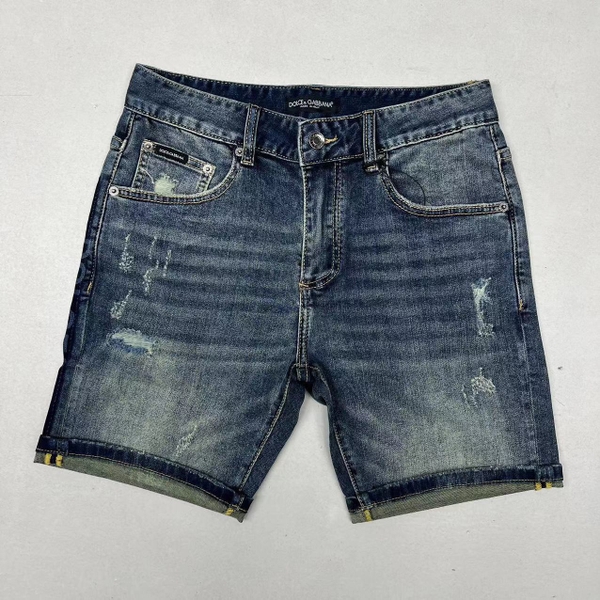 Quần short ngố đùi jean Dolce Gabbana Xanh phối wash màu logo dọc đùi Like Auth 1-1 on web