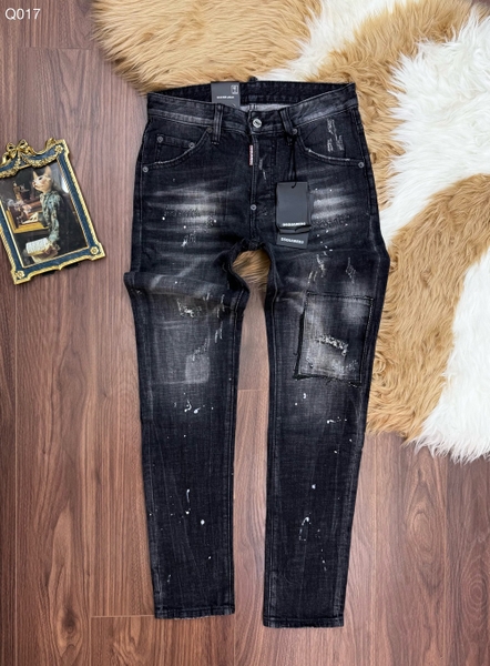 Quần Jean Dsquared2 Đen rách xước vá wash vẩy sơn 4 khuy Like Auth 1-1 on web