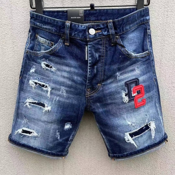 Quần short jean bò ngố đùi Dsquared2 Xanh rách wash logo thêu D2 Like Auth 1-1 on web