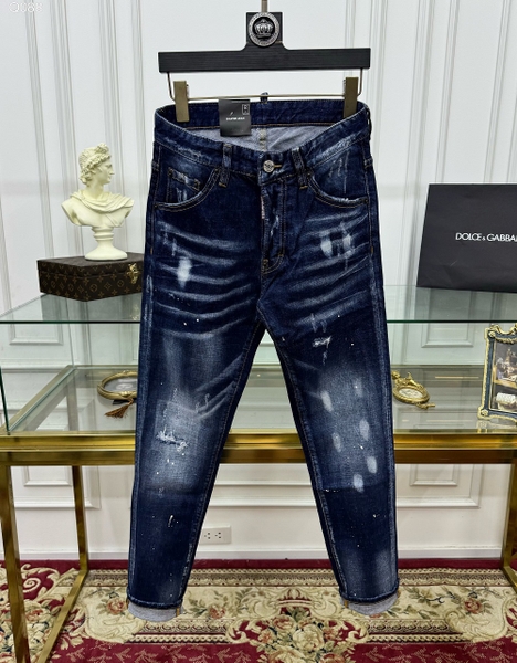 Quần Jean bò Dsquared2 icon Xanh rách xước vẩy sơn Trắng cài 4 khuy Like Auth 1-1 on web