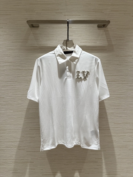 Áo polo Louis Vuitton logo LV thêu nổi đính đá tag vuông gáy Like Auth 1-1 on web