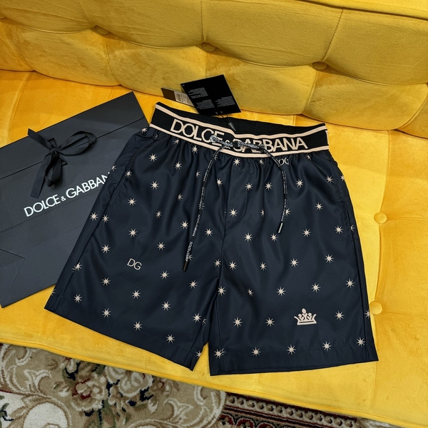 Quần short đùi gió Dolce Gabbana Đen họa tiết Sao Vương Miện logo check cạp Like Auth 1-1 on web