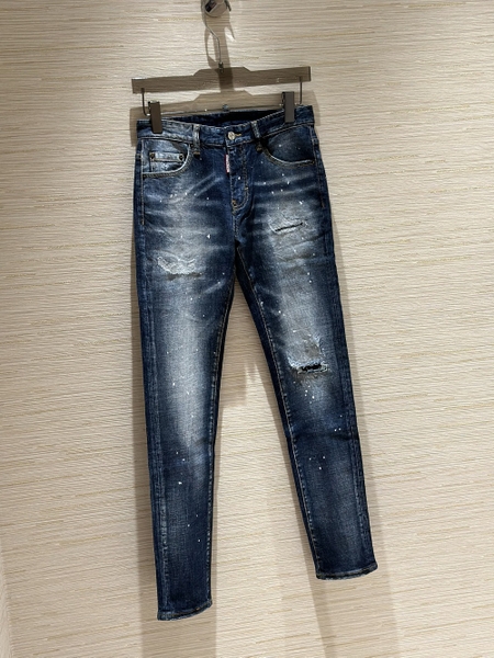 Quần Jean Dsquared2 Xanh rách sơn Trắng tag nâu Like Auth 1-1 on web