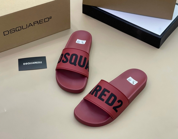 Dép lê quai ngang Dsquared2 Đỏ logo Đen Like Auth on web fullbox bill thẻ