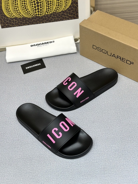 Dép lê quai ngang Dsquared2 Đen logo nổi Chữ Hồng new 2024 Like Auth on web fullbox bill thẻ