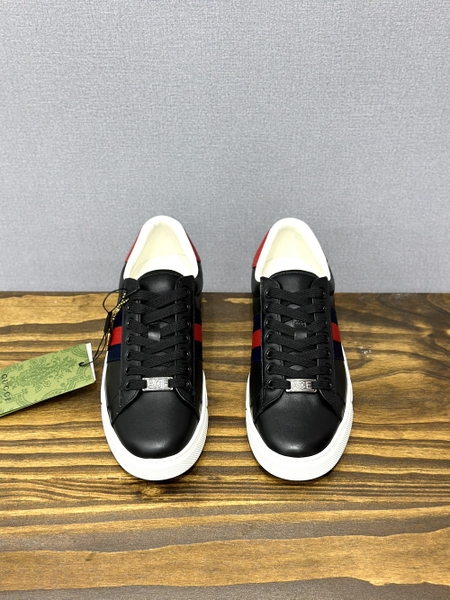 Giày sneaker Gucci ACE Leather Đen kẻ sọc Xanh Đỏ new 2024 Like Auth on web fullbox bill thẻ phụ kiện