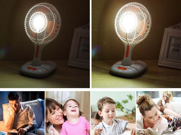 Quạt sạc tích điện KM-F0166U kiêm đèn led gấp gọn