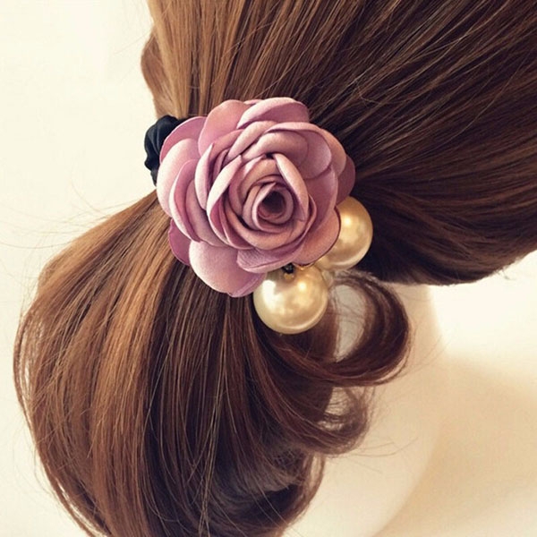 Dây cột tóc hoa hồng