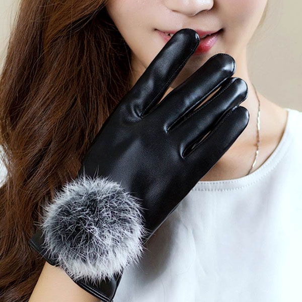 Găng tay da nữ cảm ứng lót nỉ đẹp