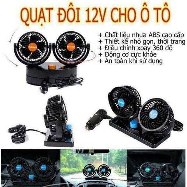 Quạt đôi 12v cho ô tô