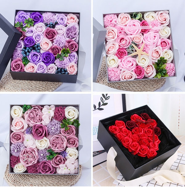Hoa hồng sáp hộp vuông cao cấp