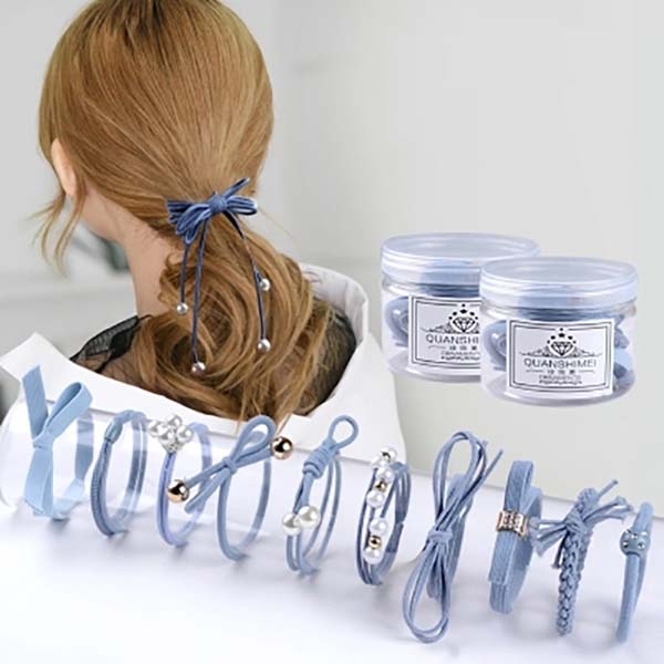 Hộp 12 dây buộc tóc cá tính cho bạn gái