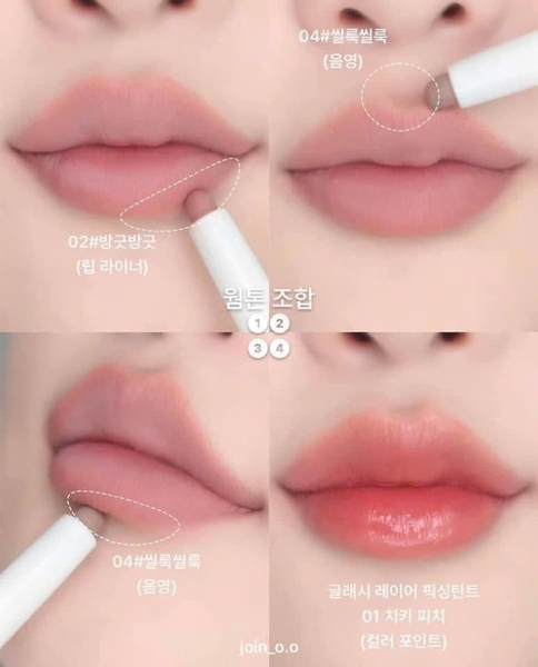 Set Son Kem Lì Romand Blur Fudge Tint 5g 02 Chì Viền Môi Romand Lip Mate Pencil 0.5g 02
