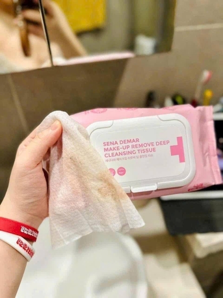 Khăn Ướt Tẩy Trang Sena Demar Make-Up Remove Deep Cleansing Tissue 45 Miếng