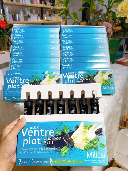 Detox hỗ trợ đào thải mỡ thừa, thải độc ruột Milical Extra Ventre Plat 7 ống của Pháp