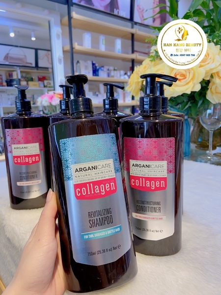 Cặp gội xả phục hồi tóc Argani Care Natural Haircare Collagen 750ml