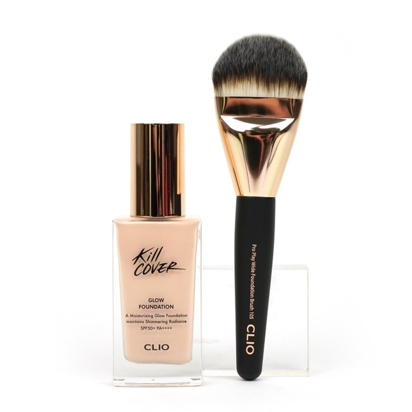 Kem Nền Dưỡng Ẩm, Che Phủ Cao, Lâu Trôi Clio Kill Cover Glow Foundation Spf50 Pa 38g (Tặng Kèm Cọ)