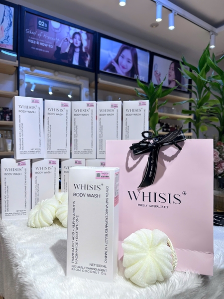 Sữa Tắm Men Sữa Gạo Sáng Da, Dưỡng Ẩm, Mềm Mượt Whisis Body Wash 500ml ( Tặng Bông Tắm )- có VAT