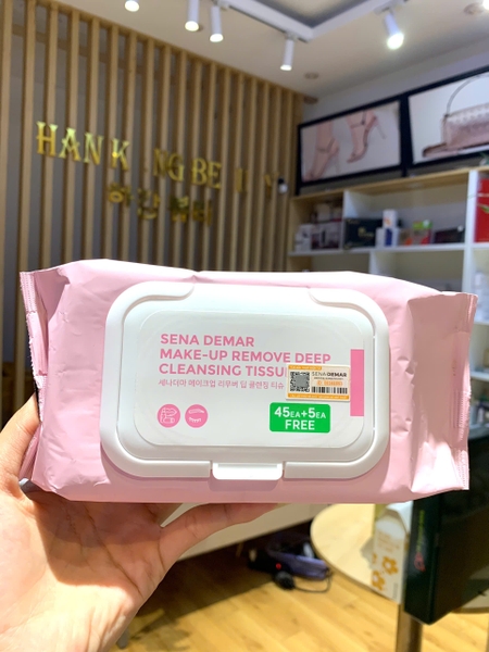 Khăn Ướt Tẩy Trang Sena Demar Make-Up Remove Deep Cleansing Tissue 45 Miếng