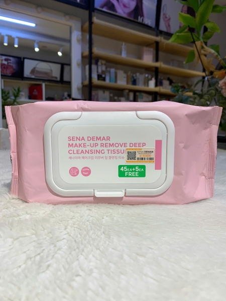 Khăn Ướt Tẩy Trang Sena Demar Make-Up Remove Deep Cleansing Tissue 45 Miếng