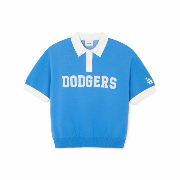 ao-croptop-mlb-korea-varsity-short-sleeve-knit-collar-tie-la-dodgers-blue