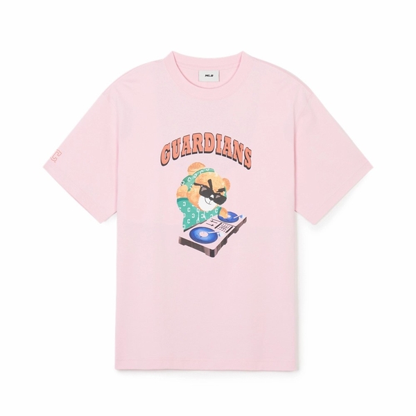 ao-thun-mlb-korea-summer-mega-bear-cleveland-guardians-pink