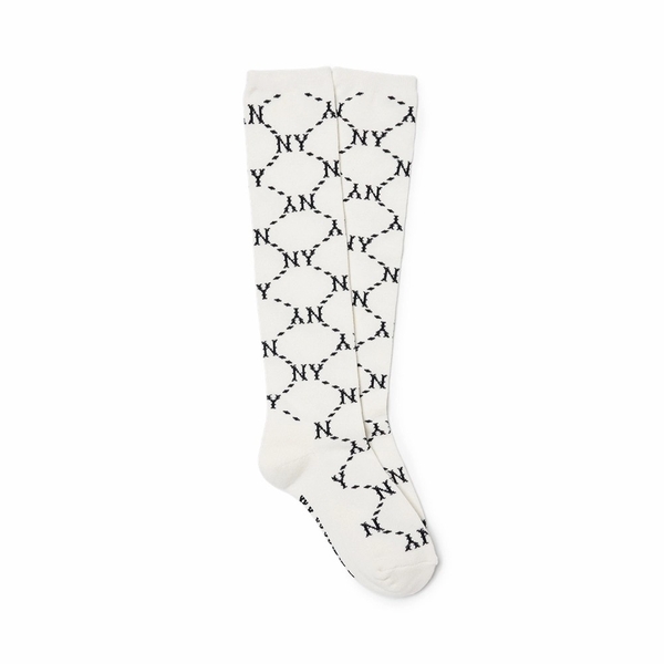 mlb-dinamond-monogram-knee-socks-new-york-yankees-cream