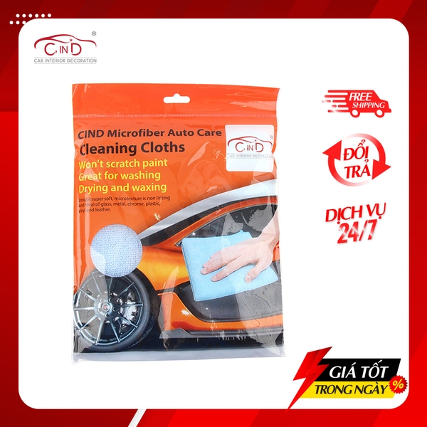 Khăn Lau Microfiber CIND Màu Lam (40*40cm) - Nhập Khẩu Chính Hãng