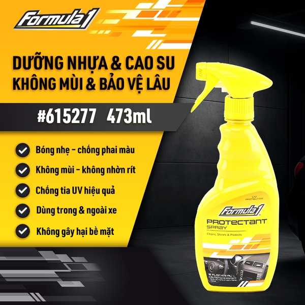 Dung Dịch Bảo Vệ Nhựa Táp Lô Khử Mùi FORMULA 1 615277 473ml Không Mùi Không Nhờn An Toàn Nội Ngoại Thất - Nhập Khẩu Chính Hãng