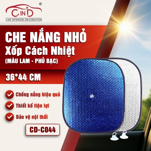 Combo 2 Tấm Che Nắng Ô Tô Xốp Cách Nhiệt Tròn Nhỏ Màu Lam Phủ Bạc CIND CD-C044 (36x44cm) - Nhập Khẩu Chính Hãng